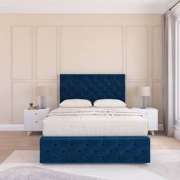 "Sloomy Watson Divan Bed Base No Drawers 12"" Footboard & 54"" Floor Standing Headboard in Navy - Size: Single" - thumbnail 2
