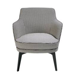 Angel Cerda Modern Armchair Black & White Houndstooth Fabric in Brown - thumbnail 2