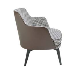 Angel Cerda Modern Armchair Black & White Houndstooth Fabric in Brown - thumbnail 6