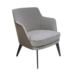 Angel Cerda Modern Armchair Black & White Houndstooth Fabric in Brown