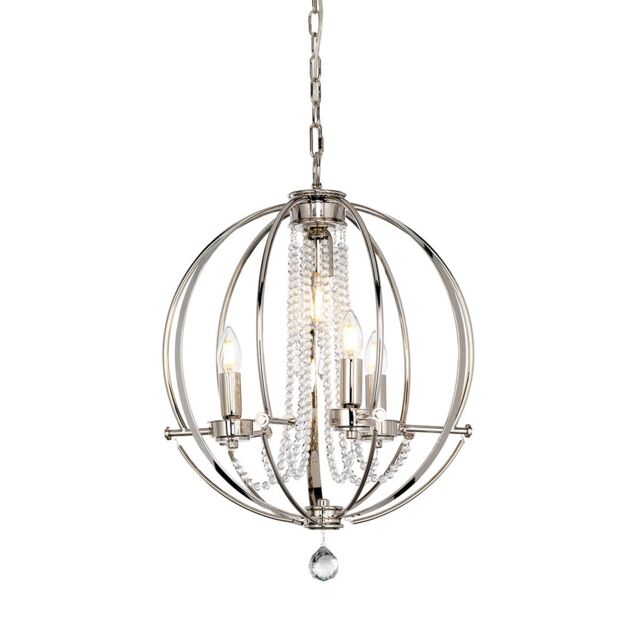 Loops 3 Bulb Chandelier LIght Highly Polished Nickel Finish Plated LED E14 60W in Metallics - image 1