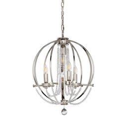 Loops 3 Bulb Chandelier LIght Highly Polished Nickel Finish Plated LED E14 60W in Metallics - thumbnail 2