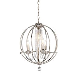 Loops 3 Bulb Chandelier LIght Highly Polished Nickel Finish Plated LED E14 60W in Metallics - thumbnail 1