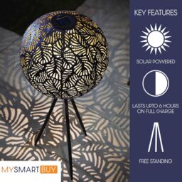 mysmartbuy Leaf Effect Solar Powered Sphere Light - 80 x 29cm Warm LED Glow Globe Garden Lighting - Outdoor Patio Pathway Balcony Decor - thumbnail 4
