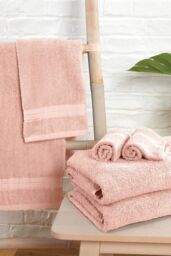 OHS 2 Pack of 100% Cotton Bathroom Bath Towel in Light Pink - thumbnail 1