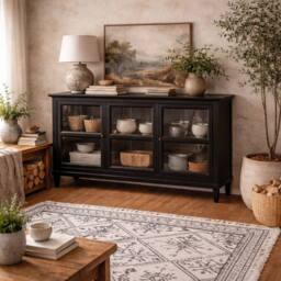 Wyld Haus Honley Black 3 Glass Door Sideboard