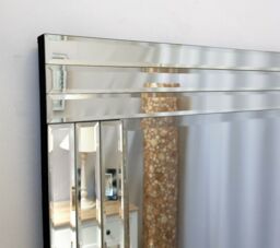 Agenzia 14 Large Venetian Art Deco Triple Glass Framed Wall Mirror 120 x 80cm in Silver - Size: 120 x 80 cm - thumbnail 4