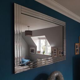 Agenzia 14 Large Venetian Art Deco Triple Glass Framed Wall Mirror 120 x 80cm in Silver - Size: 120 x 80 cm - thumbnail 2