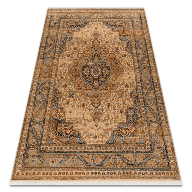 RugsX Wool Keshan Rug in Beige - Size: 80 cm x 145 cm - image 1