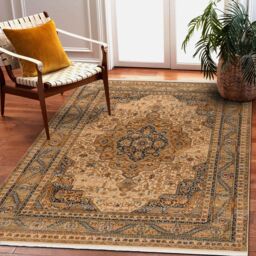 RugsX Wool Keshan Rug in Beige - Size: 80 cm x 145 cm - thumbnail 4
