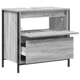 Berkfield Home Bathroom Basin Cabinet with Drawers Grey Sonoma 60x34.5x60 cm - thumbnail 5