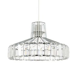Happy Homewares Modern Chrome Plated Easy Fit Pendant Shade with Clear Acrylic Prisms in Silver - thumbnail 1