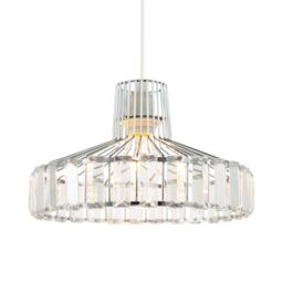 Happy Homewares Modern Chrome Plated Easy Fit Pendant Shade with Clear Acrylic Prisms in Silver - thumbnail 2
