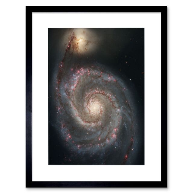 "Artery8 NASA Space Photo Hubble Whirlpool Galaxy M51 12x16"" Framed Art Print in Black - Size: W12"" x H16""" - image 1