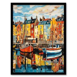 "Artery8 Harbour Boats Edinburgh Port Of Leith Scotland 1963 Vibrant Framed Art - Size: W12"" x H16""" - thumbnail 1