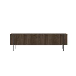 CALICOSY 2-Door TV Stand With Metal Legs, 160 Cm Wide, HERMIONE in Walnut