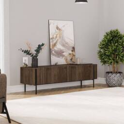 CALICOSY 2-Door TV Stand With Metal Legs, 160 Cm Wide, HERMIONE in Walnut - thumbnail 8