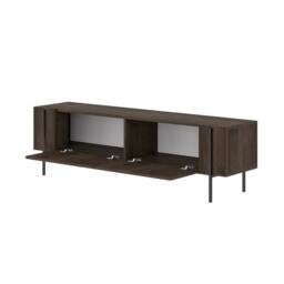 CALICOSY 2-Door TV Stand With Metal Legs, 160 Cm Wide, HERMIONE in Walnut - thumbnail 3