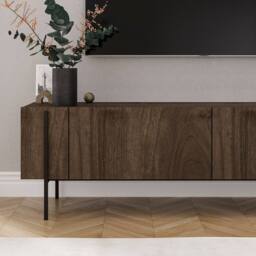 CALICOSY 2-Door TV Stand With Metal Legs, 160 Cm Wide, HERMIONE in Walnut - thumbnail 6