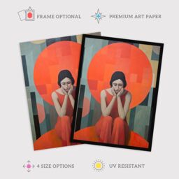 "Wee Blue Coo Wall Art Print Women's Troubles Orange Moon Portrait Living Room - Size: W24"" x H32""" - thumbnail 2