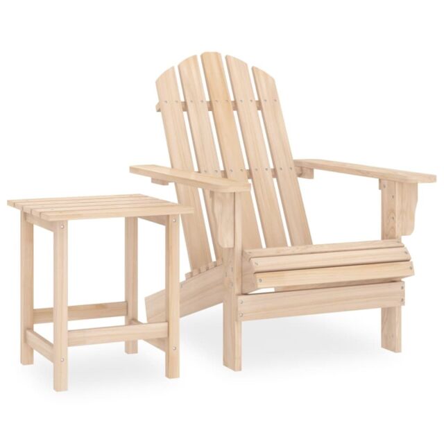 Berkfield Home Garden Adirondack Chair with Table Solid Fir Wood in Beige