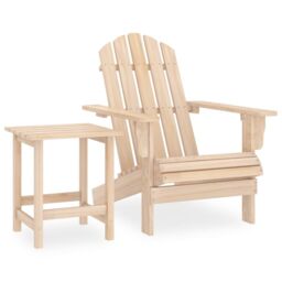 Berkfield Home Garden Adirondack Chair with Table Solid Fir Wood in Beige - thumbnail 1