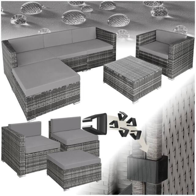 tectake Garden Furniture Set Milan in Grey - Size: Large - image 1