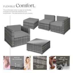 tectake Garden Furniture Set Milan in Grey - Size: Large - thumbnail 3