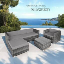 tectake Garden Furniture Set Milan in Grey - Size: Large - thumbnail 8