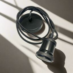 CGC Lighting 'Cassie' Black 1.5m adjustable E27 Ceiling Pendant & Matching ceiling Rose - thumbnail 1