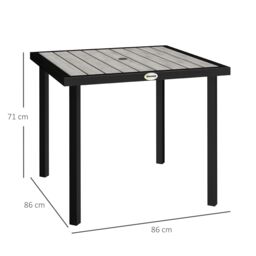 OUTSUNNY Garden Table for 4 Person with Parasol Hole, Light Grey - thumbnail 3