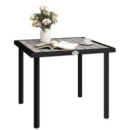 OUTSUNNY Garden Table for 4 Person with Parasol Hole, Light Grey - thumbnail 2