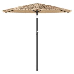 Berkfield Home Garden Parasol with LEDs & Steel Pole Brown 268x268x226 cm - Size: 268 x 268 x 226 cm - thumbnail 4