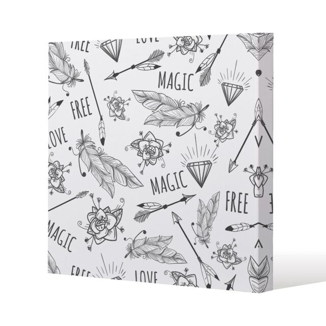 Benjamin Tate Design Tribal Feathers arrows & diamonds (Canvas Print) / 127 x 127 x 4cm in Natural - Size: 127 x 127 x 4 cm - image 1