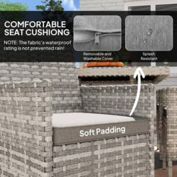 OUTSUNNY 6 Seater Rattan Garden Furniture Set with Cushions in Dark Grey - thumbnail 4
