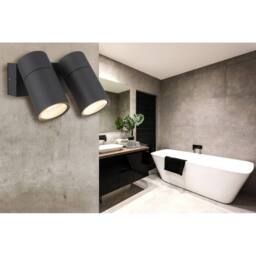 Netlighting Piper Twin Ceiling Spotlight Anthracite Matt IP44 Glass Shade 2x GU10 in Grey - thumbnail 5