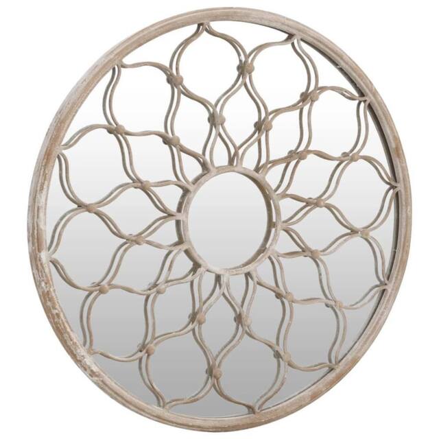 Berkfield Home Decorative Garden Mirror Sand 60x3 cm Iron Round for Outdoor Use in Beige - image 1