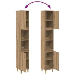 Berkfield Home Bathroom Cabinet Artisan Oak 30x30x190 cm Engineered Wood in Brown - Size: 30 x 30 x 190 cm - thumbnail 8