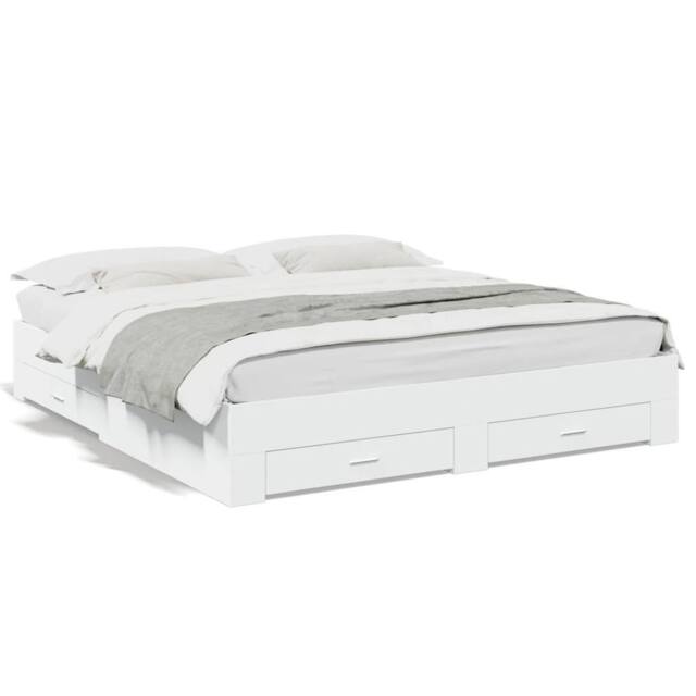 Berkfield Home Bed Frame with Drawers without Mattress White 200x200 cm - image 1