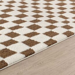 Livabliss Freud-Modern Black Ivory Brown High Pile Checkered Living Dining Rug - Size: 160 cm x 215 cm - thumbnail 8