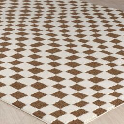 Livabliss Freud-Modern Black Ivory Brown High Pile Checkered Living Dining Rug - Size: 160 cm x 215 cm - thumbnail 6