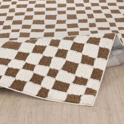 Livabliss Freud-Modern Black Ivory Brown High Pile Checkered Living Dining Rug - Size: 160 cm x 215 cm - thumbnail 4