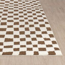 Livabliss Freud-Modern Black Ivory Brown High Pile Checkered Living Dining Rug - Size: 160 cm x 215 cm - thumbnail 5