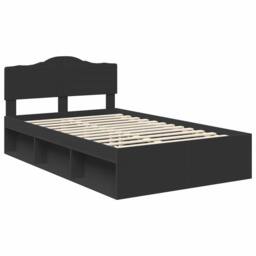 Berkfield Home Bed Frame with Headboard Black 120 x 200 cm Solid Pine Wood - thumbnail 4