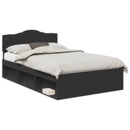 Berkfield Home Bed Frame with Headboard Black 120 x 200 cm Solid Pine Wood - thumbnail 2