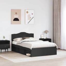 Berkfield Home Bed Frame with Headboard Black 120 x 200 cm Solid Pine Wood - thumbnail 3