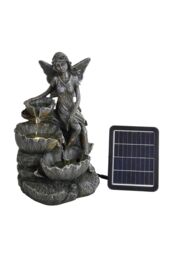 Garden Sanctuary Resin Solar Powered Outdoor Fairy Water Fountain in Grey - thumbnail 4