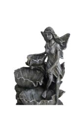 Garden Sanctuary Resin Solar Powered Outdoor Fairy Water Fountain in Grey - thumbnail 5