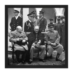 "Artery8 Wall Art Print War WWII USA UK USSR Yalta Conference Big Three 1945 Photo Square Framed Picture 16X16 Inch in Black - Size: W16"" x H16""" - thumbnail 1
