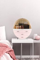 SHEONLY 40CM High Round Transparent Cosmetic Display Box With 4 Drawers Storage Box in Pink - thumbnail 5